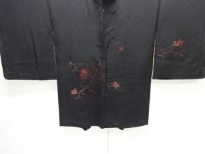 大正ロマン　枝花模様刺繍一つ紋絵羽織